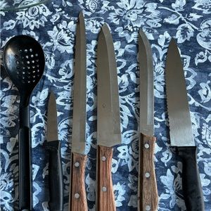 Set of 5 knife set   3 Elegant set serving spoon slotted